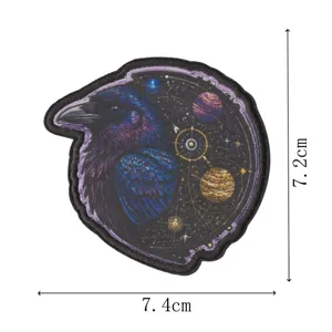 Punk Space Raven Embroidered Patch Celestial Planet Iron on Patch for Jacket Backpacks DIY