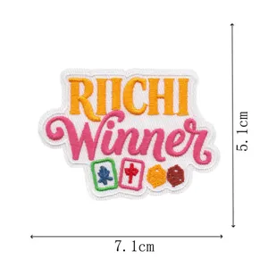 Parche bordado en ingles Mahjong DIY ropa insignia decorativa aplique termoadhesivo