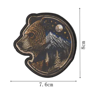 Outdoor bear mountain embroidered patch tactical jacket badge iron on applique backpack badge decor