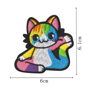 Bunte Cartoon Katze Stickerei Patches zum Aufbügeln DIY Kleidung Zubehör Tier Abzeichen
