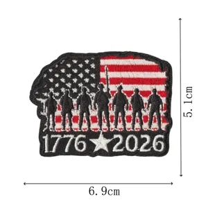 US 250th Anniversary Embroidered Patch American Flag Military Silhouette Tactical Badge
