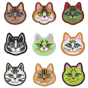 Cute cartoon cat embroidery patches iron on badges for clothes repair and decoration DIY.