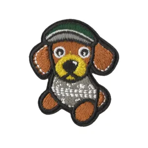 Bonito parche bordado con forma de perro de dibujos animados para decorar ropa y gorros.