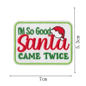 Christmas embroidered patch funny slogan iron on patch DIY clothing repair accessory 7x5.3cm