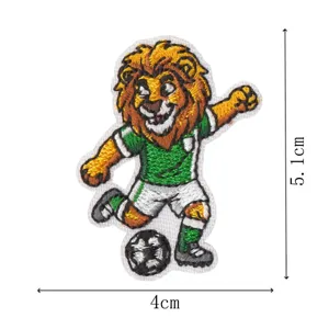 Toppa ricamata leone cartone animato calcio termoadesiva vestiti bambini 5.1x4cm