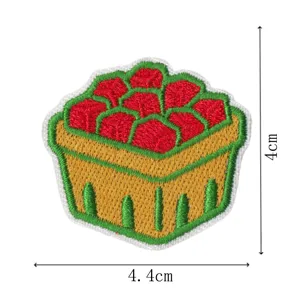 Wassermelone Korb bestickter Aufnäher, Bügelbild für Kleidung, DIY Handwerk Abzeichen 4cm.