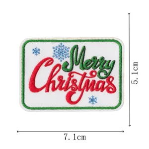 Christmas embroidered patch iron on badge appliques Merry Christmas 7.1x5.1cm clothing decor