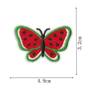 Wassermelone Schmetterling Stickerei Aufnäher zum Aufbügeln, süsses DIY Textilzubehör.