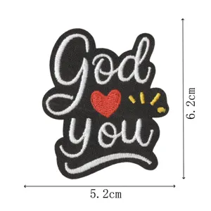 Bestickter God You Buchstaben Aufnäher zum Aufbügeln DIY Rucksack Kleidung Dekoration