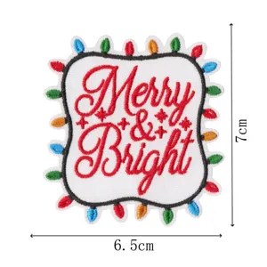 Christmas embroidered patch iron on badge DIY clothing repair festive merry bright patch