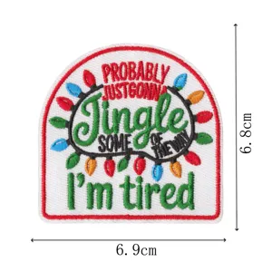 Christmas embroidered patch iron on badge funny holiday slogan applique clothing accessory