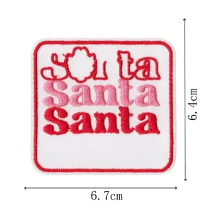 Square Christmas Santa embroidered patch iron on DIY clothing repair badge accessory 6.7x6.4cm