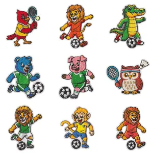 Toppe ricamate di animali sportivi dei cartoni animati per vestiti per bambini e zaini.
