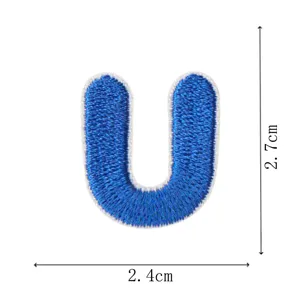Blue letter U embroidery patch cute DIY decorative clothing accessory iron-on badge apparel