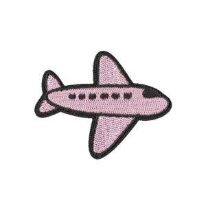 Cute pink airplane embroidered iron on patch for DIY clothing jackets bags jeans decoration.