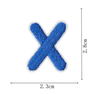 Blue embroidered letter X patch DIY clothing accessory iron on badge badge patch 2.8x2.3cm