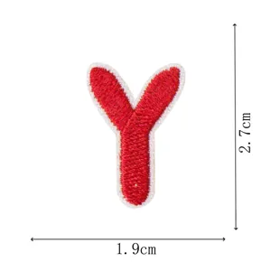 Red letter Y embroidered patch DIY clothing accessory iron on patch decorative patch 2.7x1.9cm