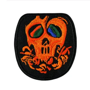 Music skull embroidery patch for jacket clothes DIY decoration badgets cool punk style