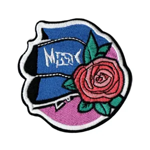 Embroidered rose patch clothing jacket DIY decorative badge appliques fabric accessory.