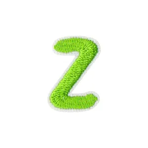 Green letter Z embroidery patch, cute mini DIY iron-on clothing accessory for decorative use.