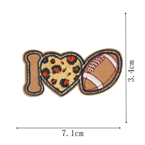 Cartoon leopard heart football embroidered patch clothing accessory DIY repair badge.