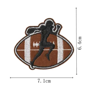 Football embroidery patch, running player design, 7.1x6.4cm clothing DIY accessory.