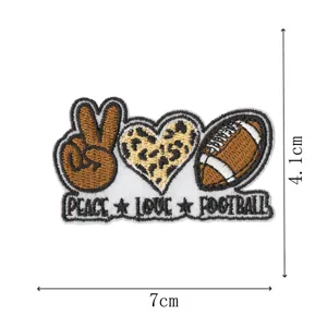 Embroidered football peace love patch decorative applique DIY clothing accessory 7x4.1cm