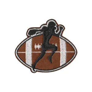 Embroidered football patch, sports running player design, iron on badge for clothing decor