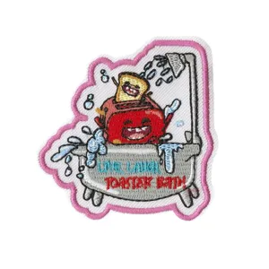 Patch brodé mignon de bain grille-pain dessin animé pour réparation et décoration de vêtements.