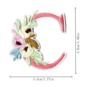 Floral embroidered letter C patch DIY apparel clothing accessory decorative badge item