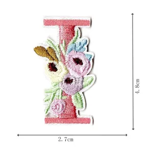 Embroidered letter I patch floral badge DIY clothing accessory iron on patch cute decor
