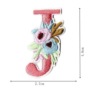 Floral letter J embroidered patch DIY clothing accessory decorative badge applique