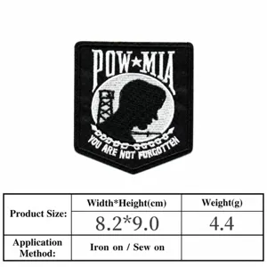 POW MIA gesticktes Aufnäher Bügelbild Abzeichen militärische Taktik Applikation 8.2x9cm