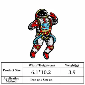 Astronaut bestickter Aufnäher Bügelbild zum Aufbügeln Aufnähen für Kleidung DIY 6.1x10.2cm