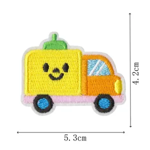 Cute cartoon pumpkin car embroidered patch, colorful decorative DIY clothing sticker iron on badge