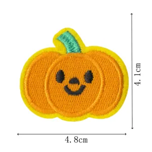 Cute Halloween pumpkin embroidery patch, colorful cloth patch for clothing decoration.