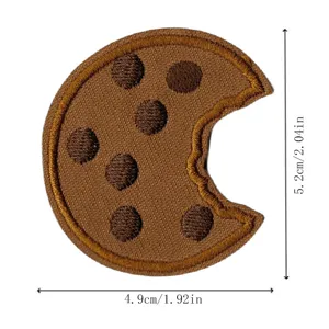 Bonito parche bordado con forma de galleta mordida para decoración de ropa y mochilas DIY