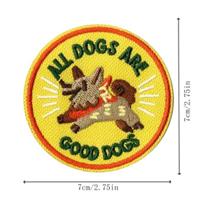 Parche bordado redondo lindo animal de dibujos animados insignia aplique de bricolaje 7cm