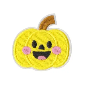 Cute yellow pumpkin embroidered patch cartoon face iron on badge halloween clothing decor