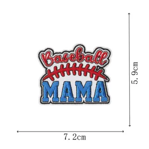 Baseball MAMA embroidered iron-on patch, team sports fabric badge sticker for clothes and hats.