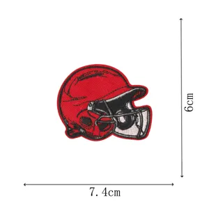 Baseball helmet skull embroidered patch iron on badge DIY clothing accessory 6x7.4cm