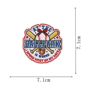 Baseball theme embroidered patch badge for clothing, hats and bags, detailed size 7.1cm.