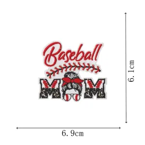 Baseball mom embroidered patch iron on badge for clothing hats and bags decoration.
