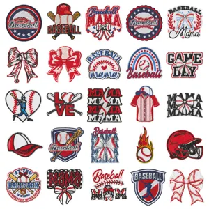 Baseball embroidered patches iron on cute cloth badges DIY jacket hat apparel decor 50pcs