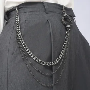 Catena per Pantaloni in Metallo Multistrato Punk Rock Catena da Vita con Borchie Hip Hop Catena da Portafoglio Gotica Gioiello per il Corpo per Donna Uomo