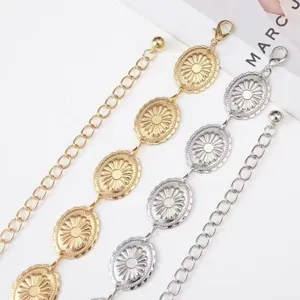 Vintage Metall Taillenkette Gürtel Set Gold Silber Sonnenblume Medaillon Körper Schmuck