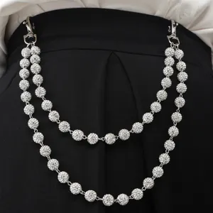 Hip Hop Rhinestone Pants Chain Double Layer Metal Chain Waist Jewelry Niche Design Sparkling Crystal Body Chain For Women Men