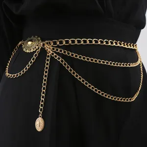 Minimalist Metal Waist Chain Multi-Layer Waist Band Belly Chain Body Jewelry For Women Dress