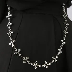 Minimalistische Metalen Kruis Broekketting Hip Hop Gotisch Taille Accessoire Unisex Jeans Ketting Zilver Lichaamssieraad
