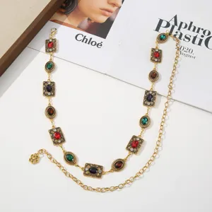 Cintura a catena in metallo con cristalli vintage lusso ornato accessorio vita per abiti